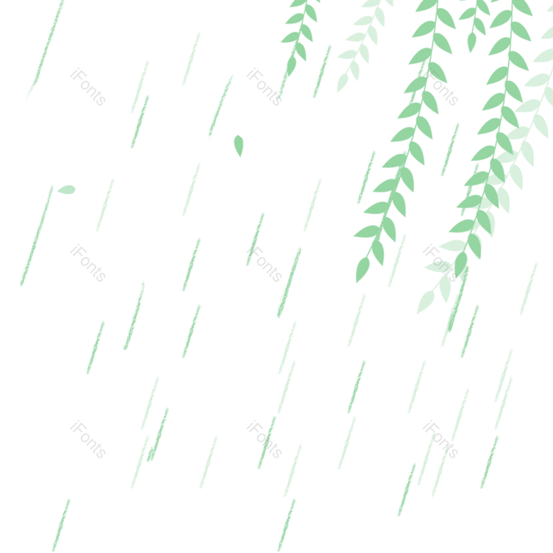 雨水节气图片,雨滴元素,绿色PNG,免抠素材